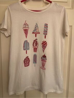 Crewcuts White Tee with Pink and Light Blue Ice Cream Graphics
